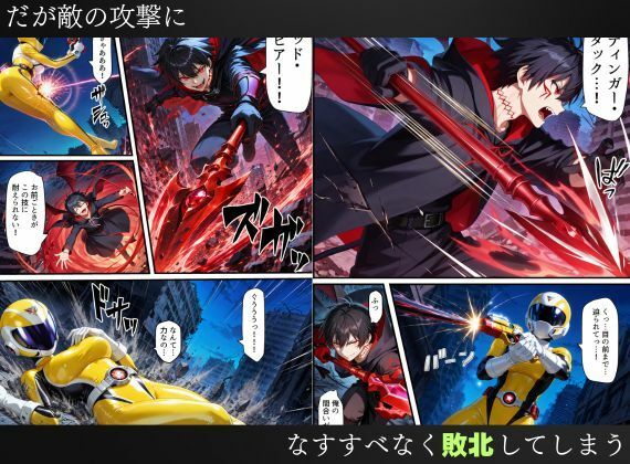 戦隊イエロー吸血鬼堕ち〜悪堕ちした変身ヒロインは牙と翼を身につける〜｜えちえちイラスト絵師 サンプル画像 2