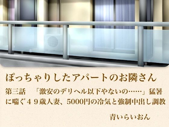 【官能小説】ぽっちゃりしたアパートのお隣さん  第三話  「激安のデリヘル以下やないの……」猛暑に喘ぐ49歳人妻、5000円の冷気と強●中出し調教｜青いらいおん