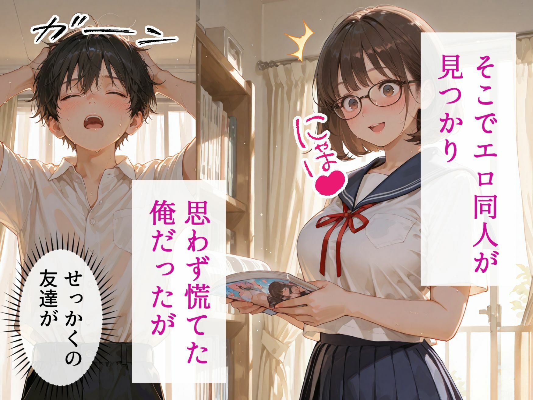処女と童貞のオタクな二人が発情し過ぎて精液まみれになった件｜極彩色 サンプル画像 5