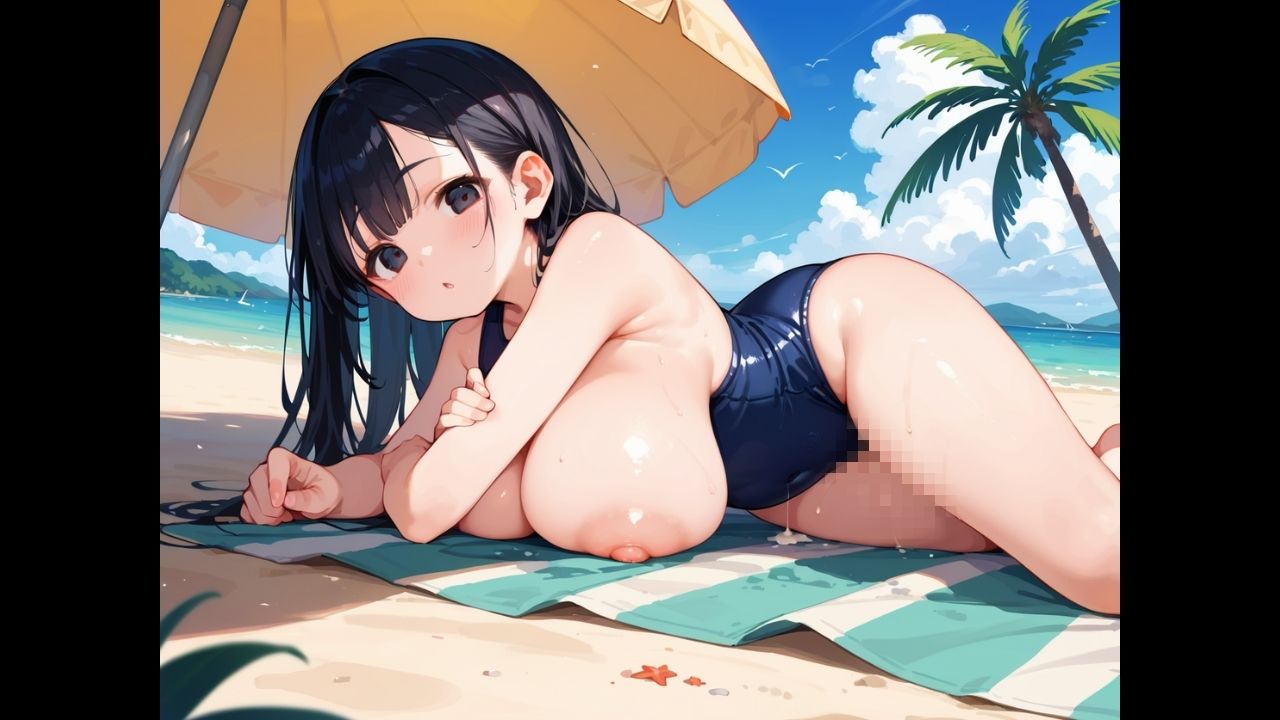 無口な爆乳スク水彼女は、俺の前でだけ乱れる〜二人きりの海で中出し。潮騒と、寡黙な君〜｜さとうしらこ サンプル画像 2