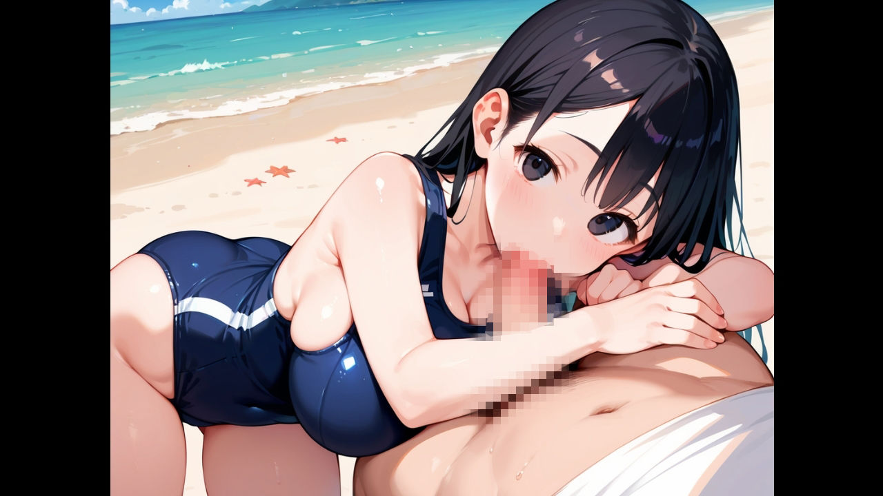 無口な爆乳スク水彼女は、俺の前でだけ乱れる〜二人きりの海で中出し。潮騒と、寡黙な君〜｜さとうしらこ サンプル画像 4
