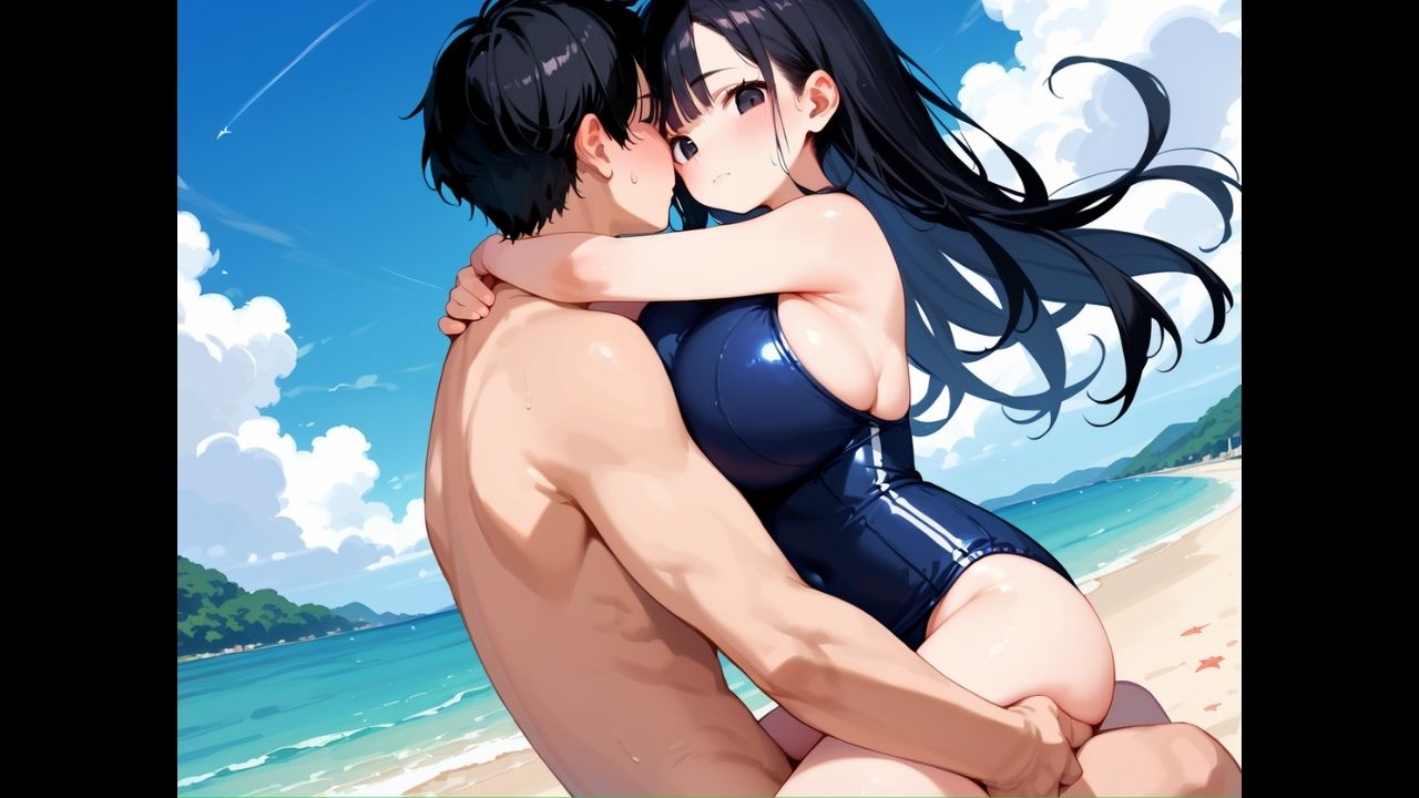 無口な爆乳スク水彼女は、俺の前でだけ乱れる〜二人きりの海で中出し。潮騒と、寡黙な君〜｜さとうしらこ サンプル画像 7