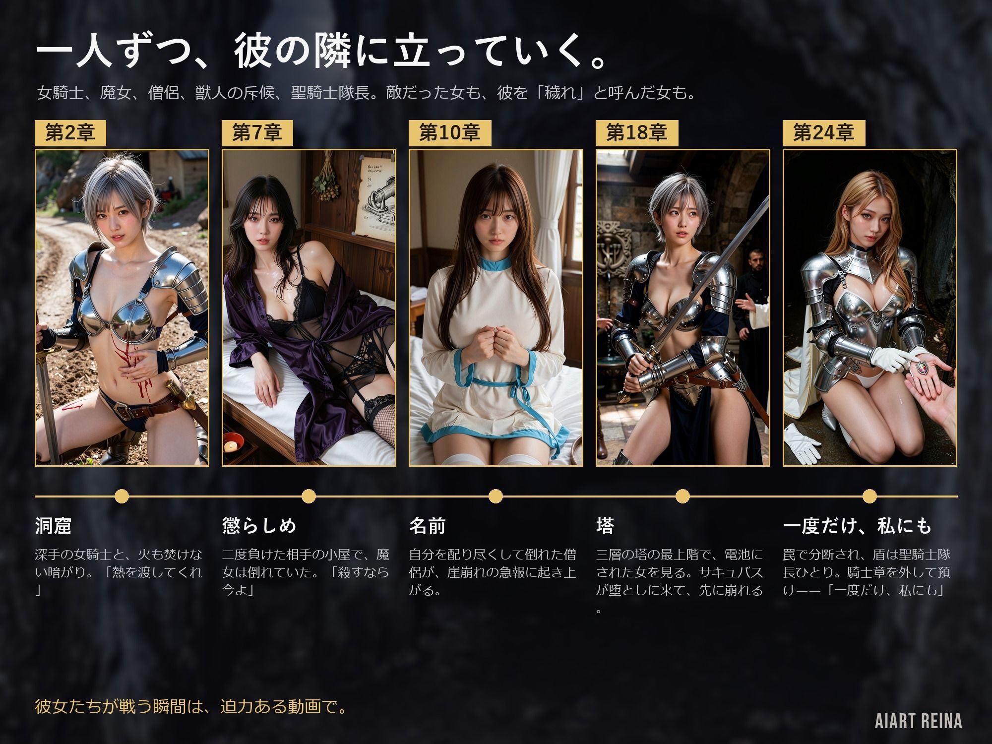 史上最弱の召喚者 〜絶頂させるほど強くなる異世界ハーレム〜 第一話<ノベルゲーム>(実写系)|AIART REINA サンプル画像 5