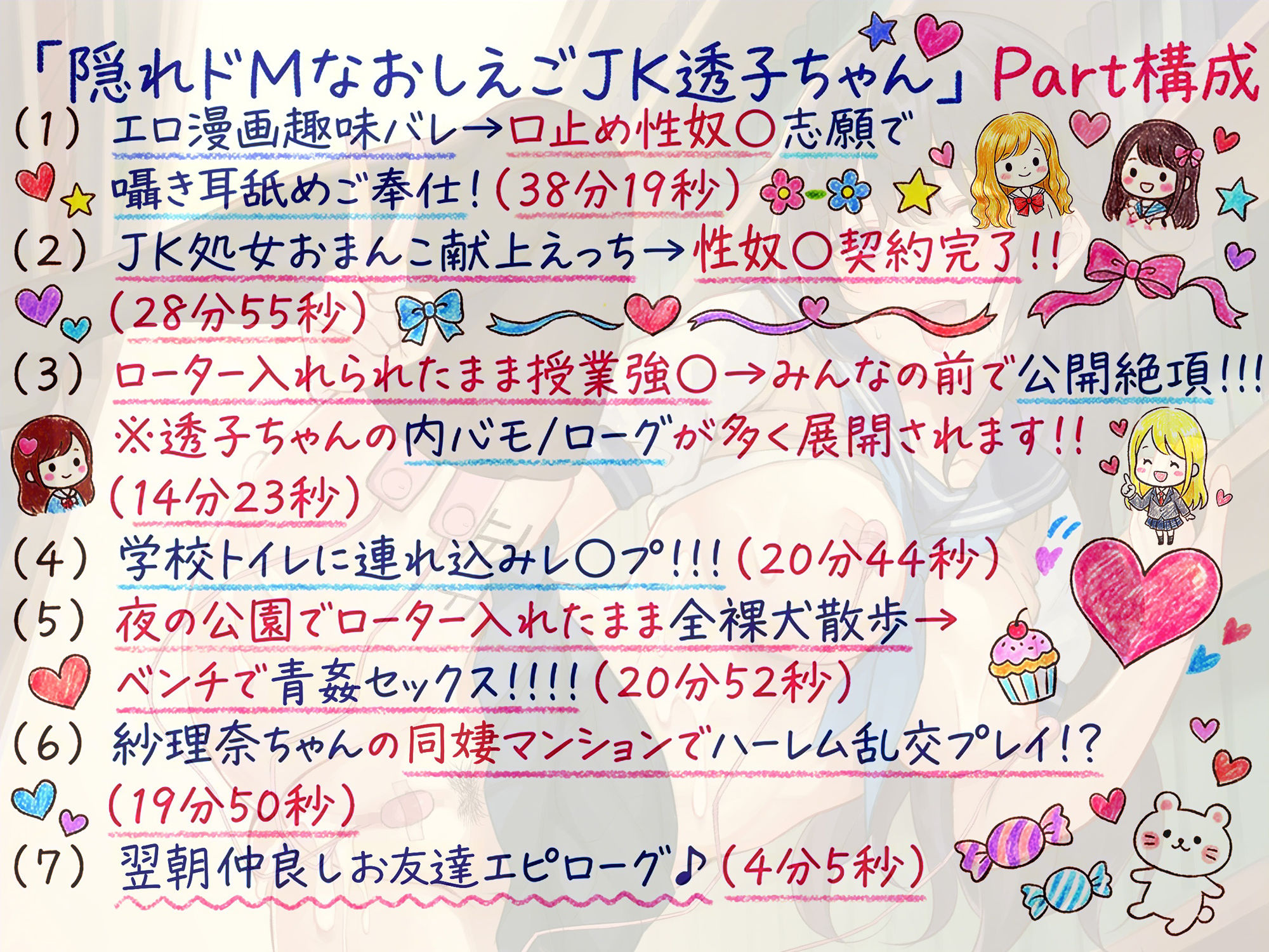 ドスケベJK三人娘!耳舐めたっぷり種付し放題4作パック♪ サンプル画像 4