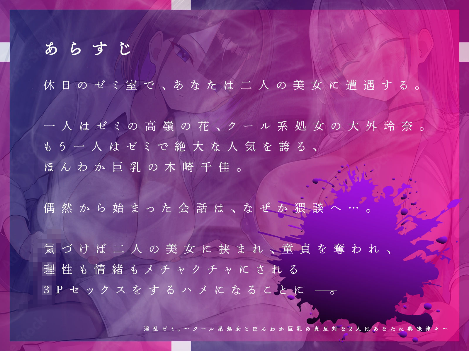 淫乱ゼミ。〜クール系処女とほんわか巨乳の真反対な2人はあなたに興味津々〜【KU100】 サンプル画像 2