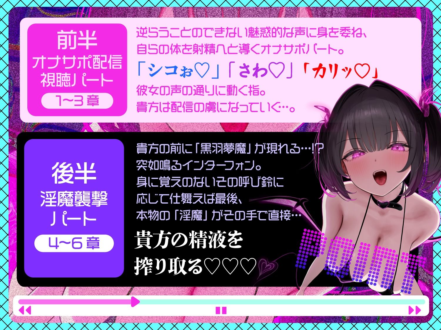 【前半オナサポ＋後半逆レ】淫魔のオナサポ配信〜どすけべオナサポ配信を視聴していただけなのに…貴方はサキュバスに自宅凸される！？〜｜ドリームファクトリー サンプル画像 4