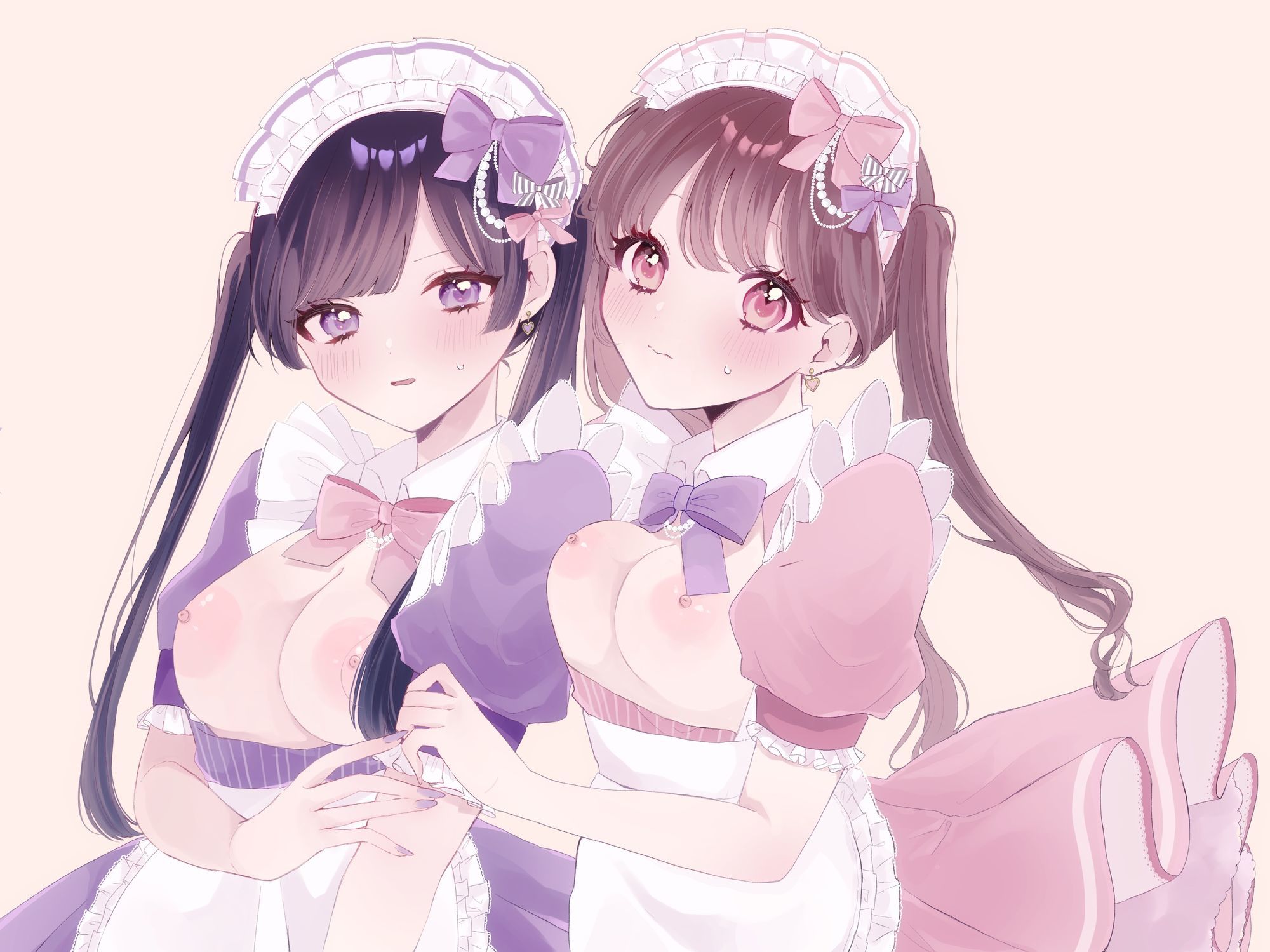 ご注文は姉妹丼ですか?双子メイドと『左右同時耳舐め』裏オプ巨乳3Pハーレム(はーと)??? サンプル画像 2
